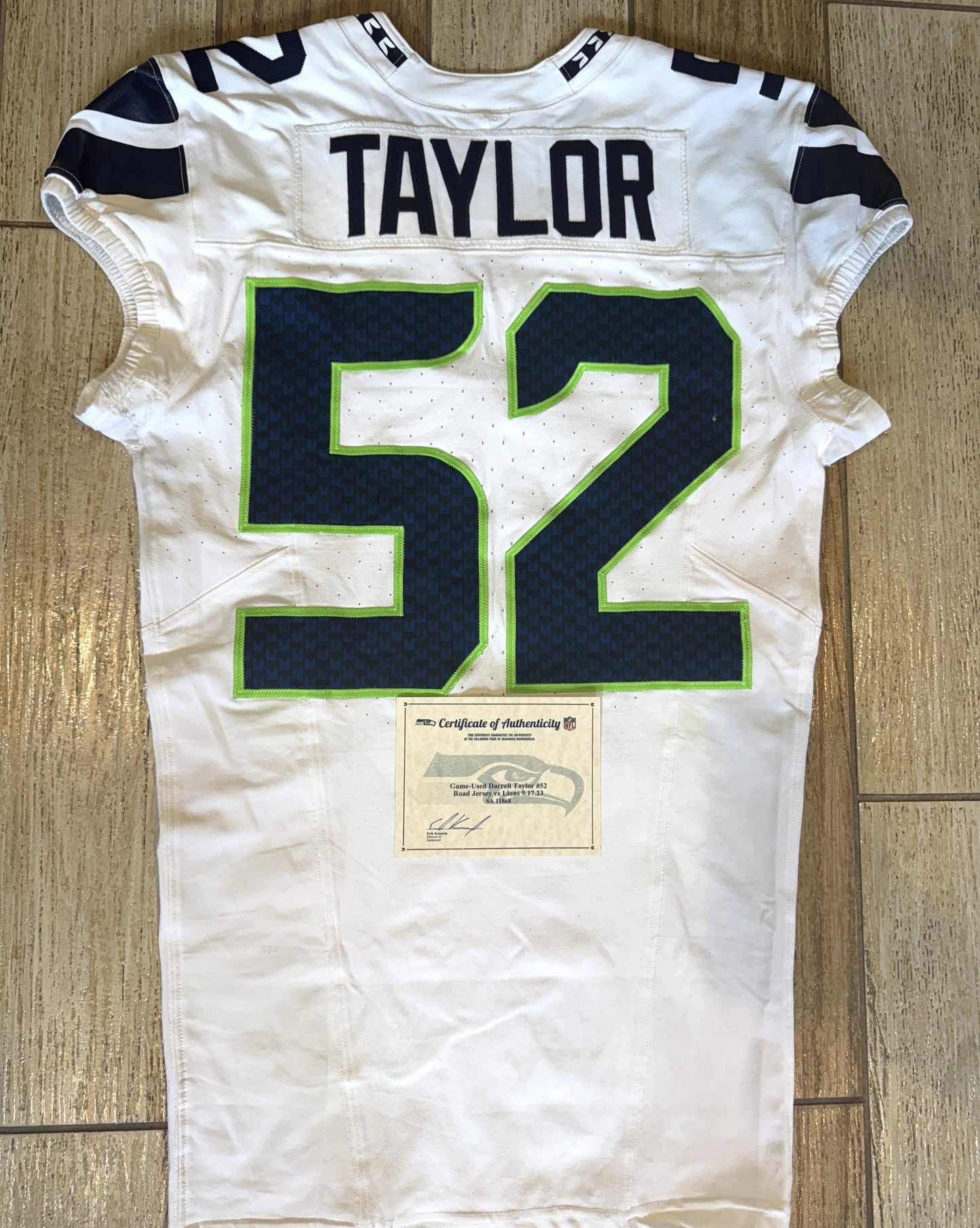 Darrell Taylor GAME-WORN💪09/17/2023 Seahawks Nike NFL Jersey👕vs. Detriot Lions🦁includes COA