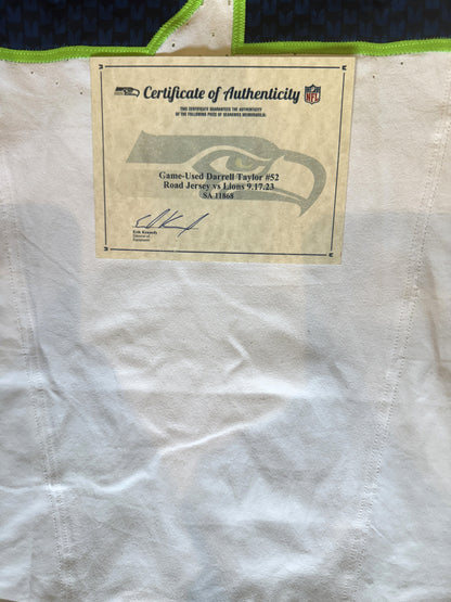 Darrell Taylor GAME-WORN💪09/17/2023 Seahawks Nike NFL Jersey👕vs. Detriot Lions🦁includes COA