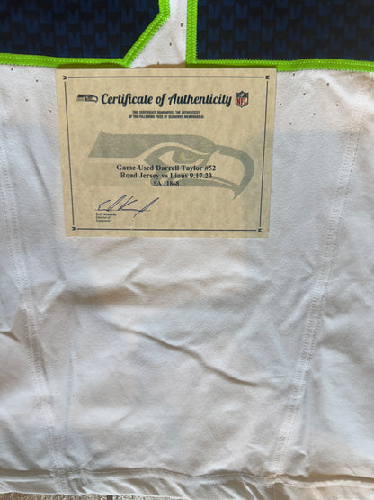 Darrell Taylor GAME-WORN💪09/17/2023 Seahawks Nike NFL Jersey👕vs. Detriot Lions🦁includes COA