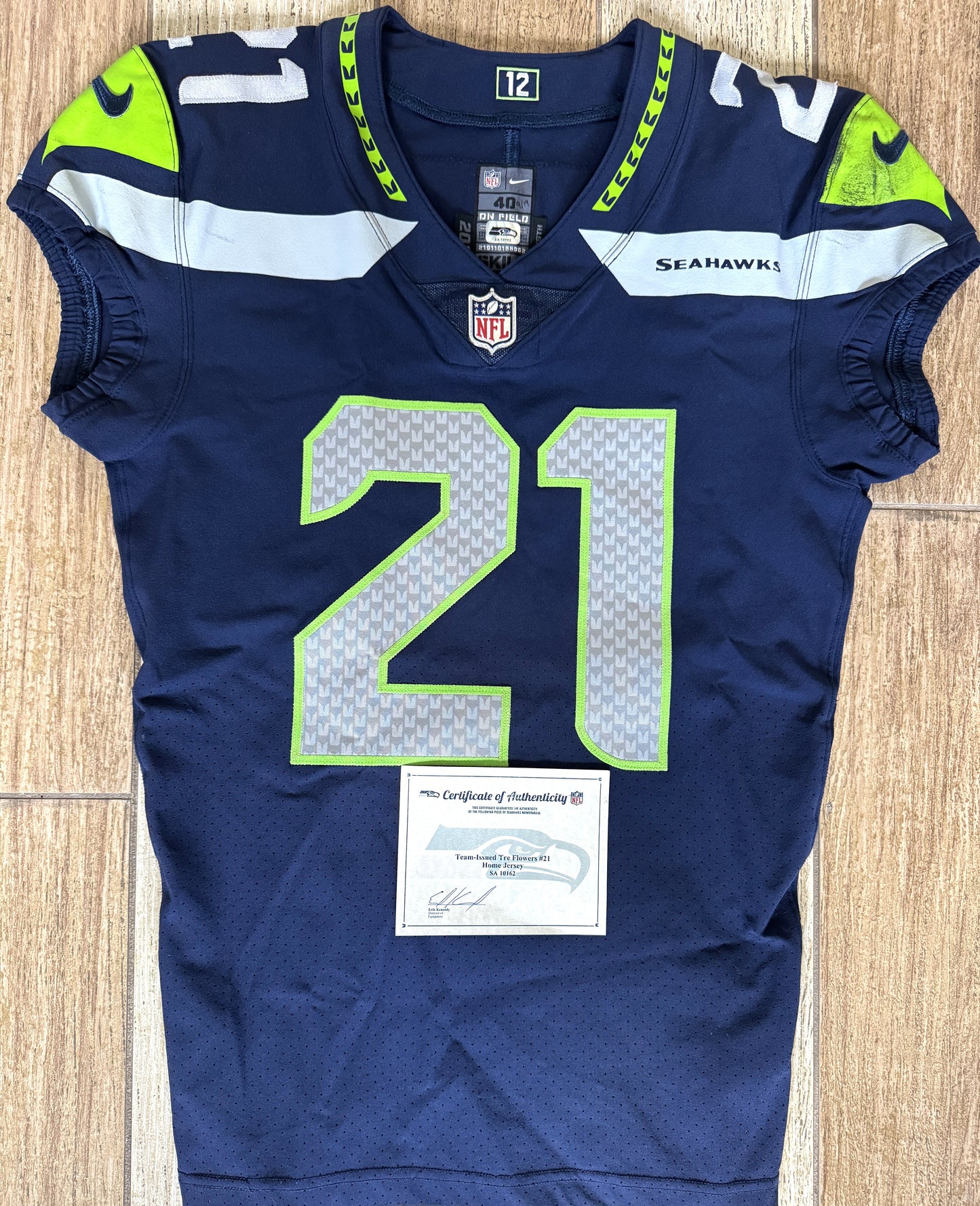 Tre Flowers GAME-WORN💪09/19/2021 Seattle Seahawks NFL Jersey👕vs.Titans | Inc.COA📏