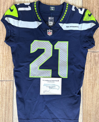 Tre Flowers GAME-WORN💪09/19/2021 Seattle Seahawks NFL Jersey👕vs.Titans | Inc.COA📏