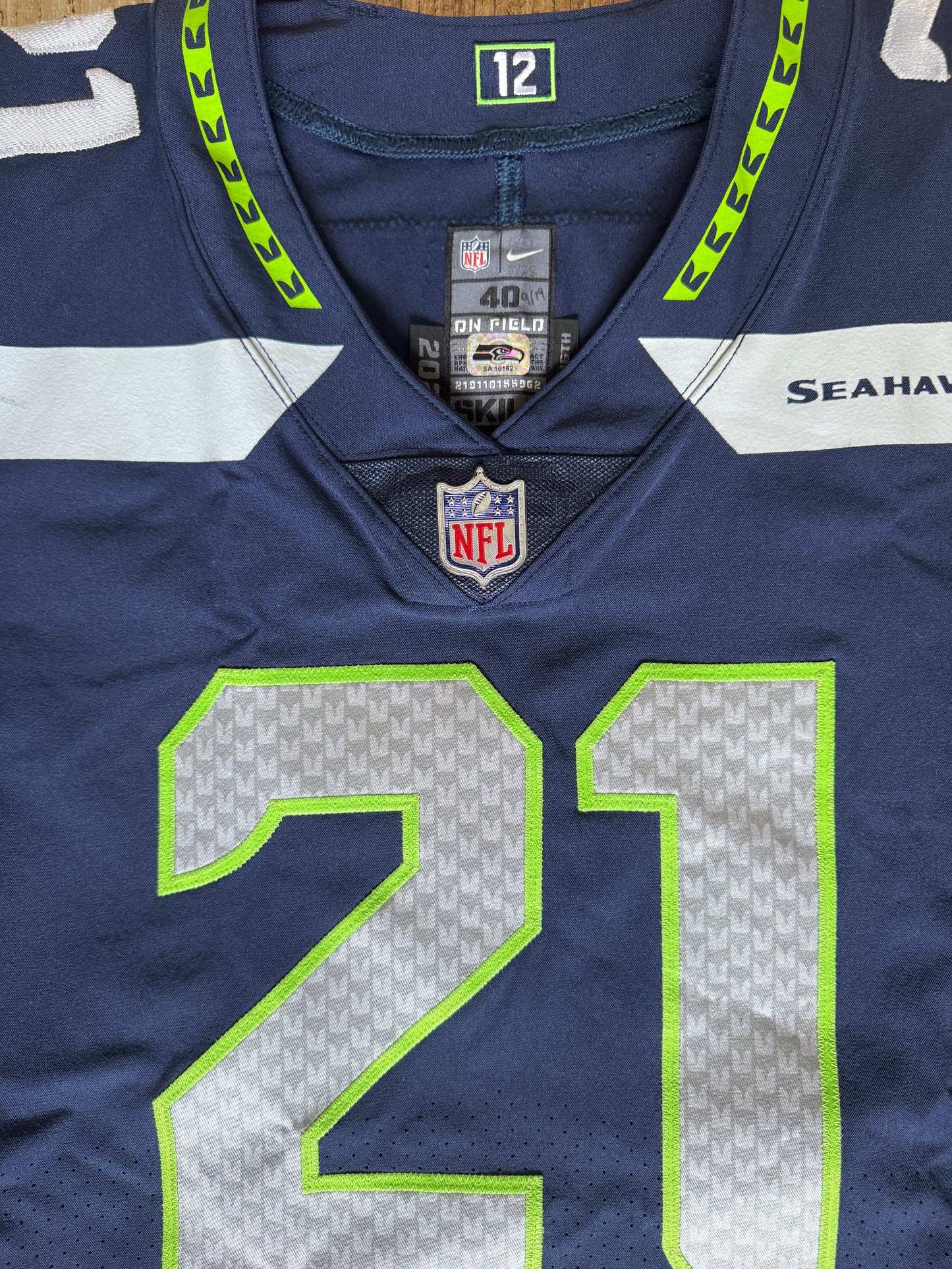 Tre Flowers GAME-WORN💪09/19/2021 Seattle Seahawks NFL Jersey👕vs.Titans | Inc.COA📏