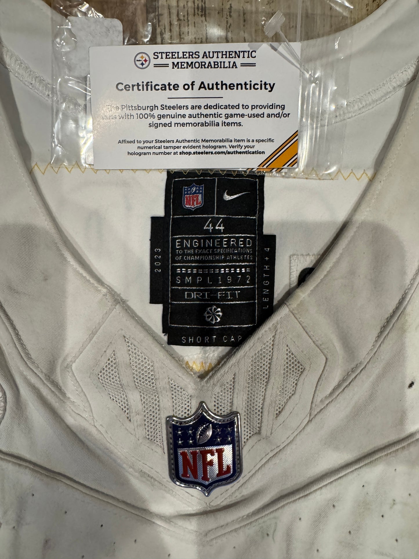 Dan Moore GAME WORN💪12/21/2024 PHOTO MATCHED📸Pittsburgh Steelers NFL Jersey👕Inc.COA💥 vs. Baltimore Ravens