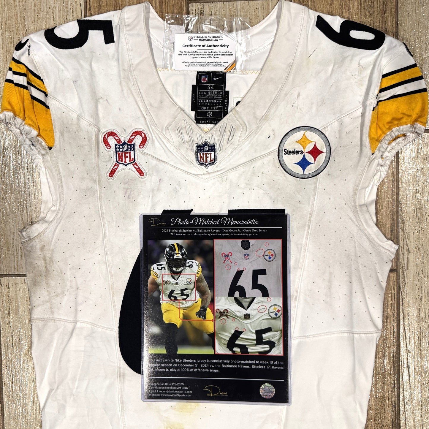 Dan Moore GAME WORN💪12/21/2024 PHOTO MATCHED📸Pittsburgh Steelers NFL Jersey👕Inc.COA💥 vs. Baltimore Ravens
