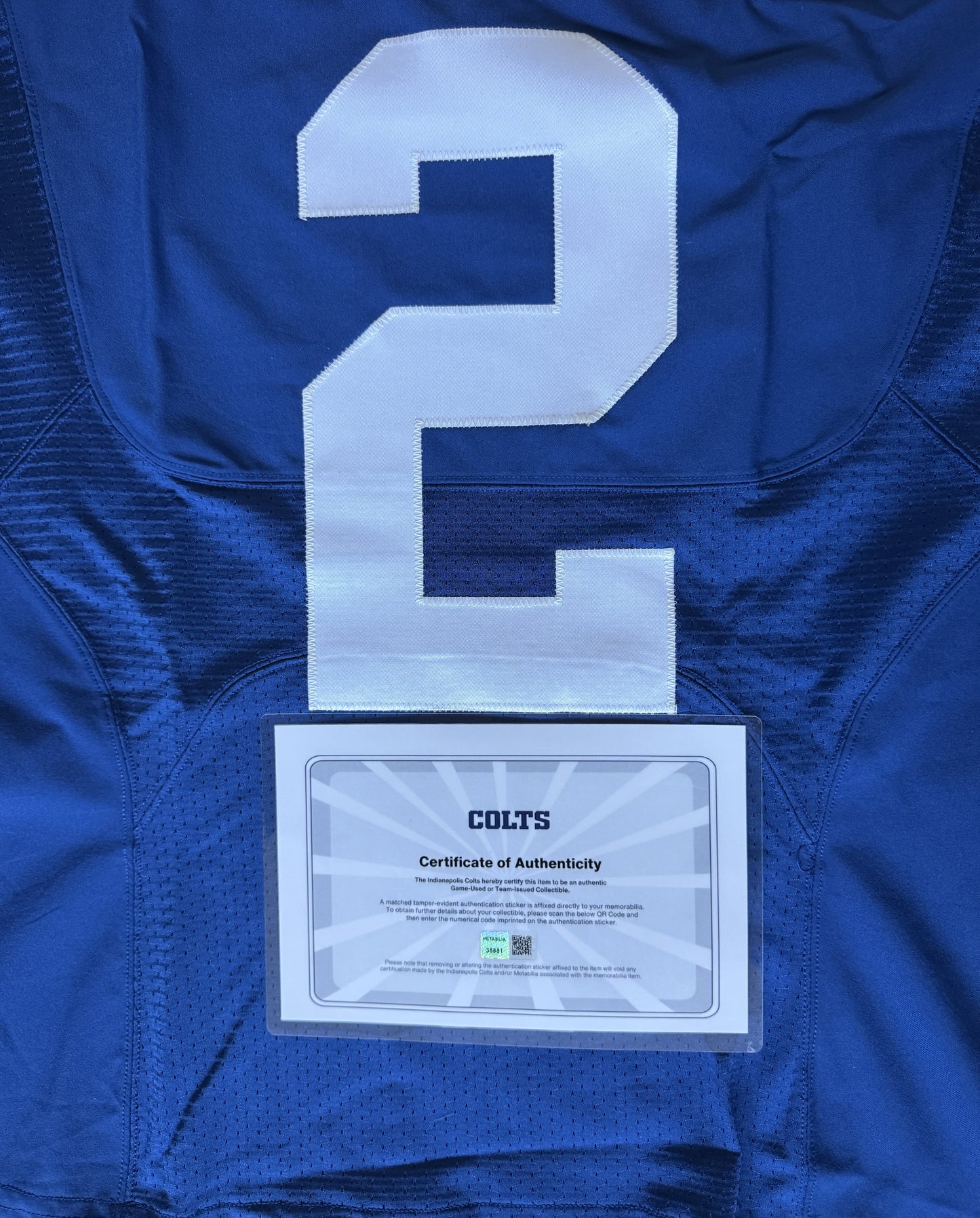 Matt Ryan Team-Issued Indianapolis Colts Nike NFL Jersey Includes COA and Captain's Patch