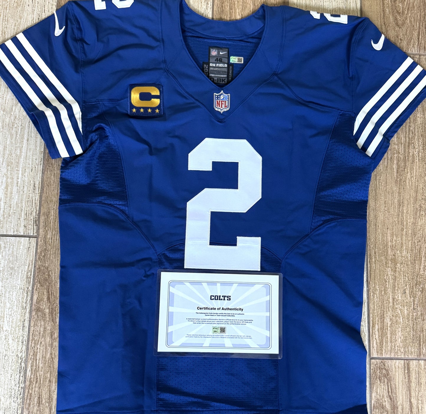 Matt Ryan Team-Issued Indianapolis Colts Nike NFL Jersey Includes COA and Captain's Patch