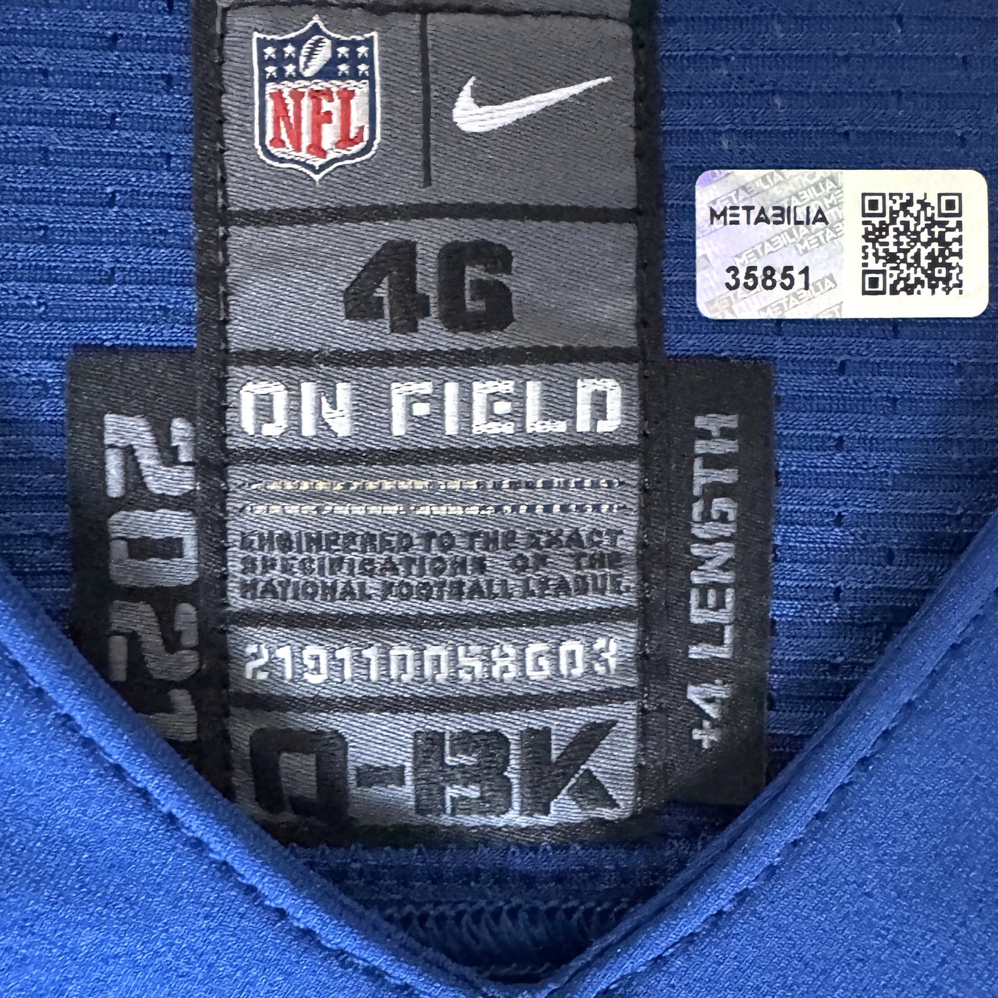 Matt Ryan Team-Issued Indianapolis Colts Nike NFL Jersey Includes COA and Captain's Patch