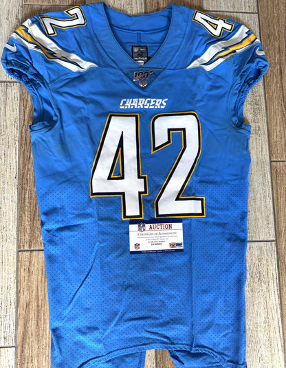 Uchenna Nwosu GAME WORN💪11/18/19 LA Chargers vs. Chiefs🪶NFL Jersey🎽PSA COA