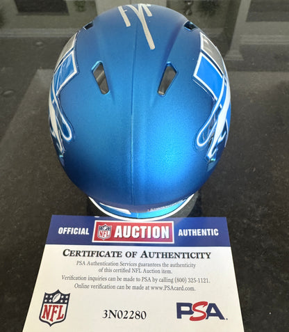Jahmyr Gibbs Hand-Signed✍️Detroit Lions🦁Alternate Mini Helmet - PSA COA🛡️