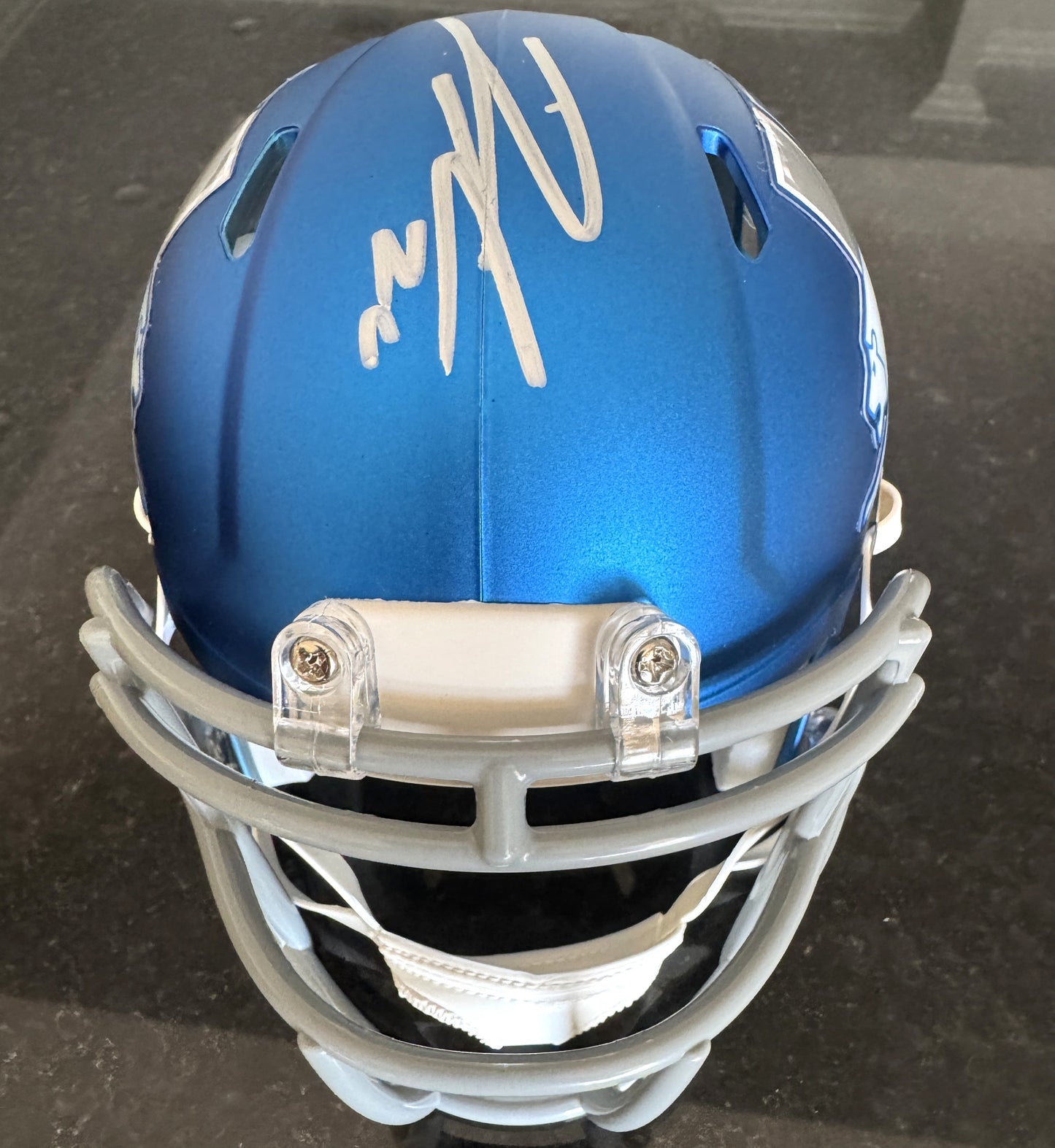 Jahmyr Gibbs Hand-Signed✍️Detroit Lions🦁Alternate Mini Helmet - PSA COA🛡️