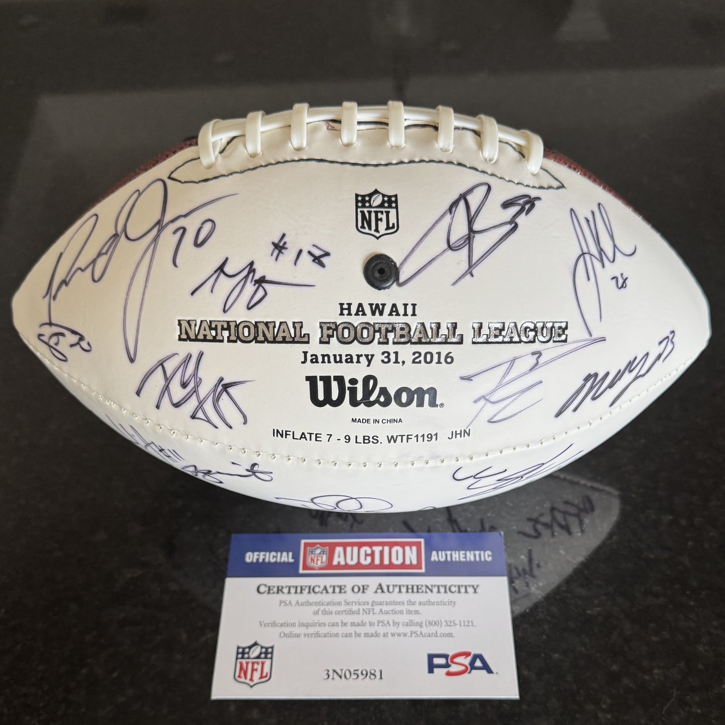 2016 Pro Bowl Games Wilson Ball Signed By Over 25 Players including Russell Wilson, Richard Sherman, Calais Campbell, Todd Gurley, Julio Jones, AJ Green & Malcolm Jenkins