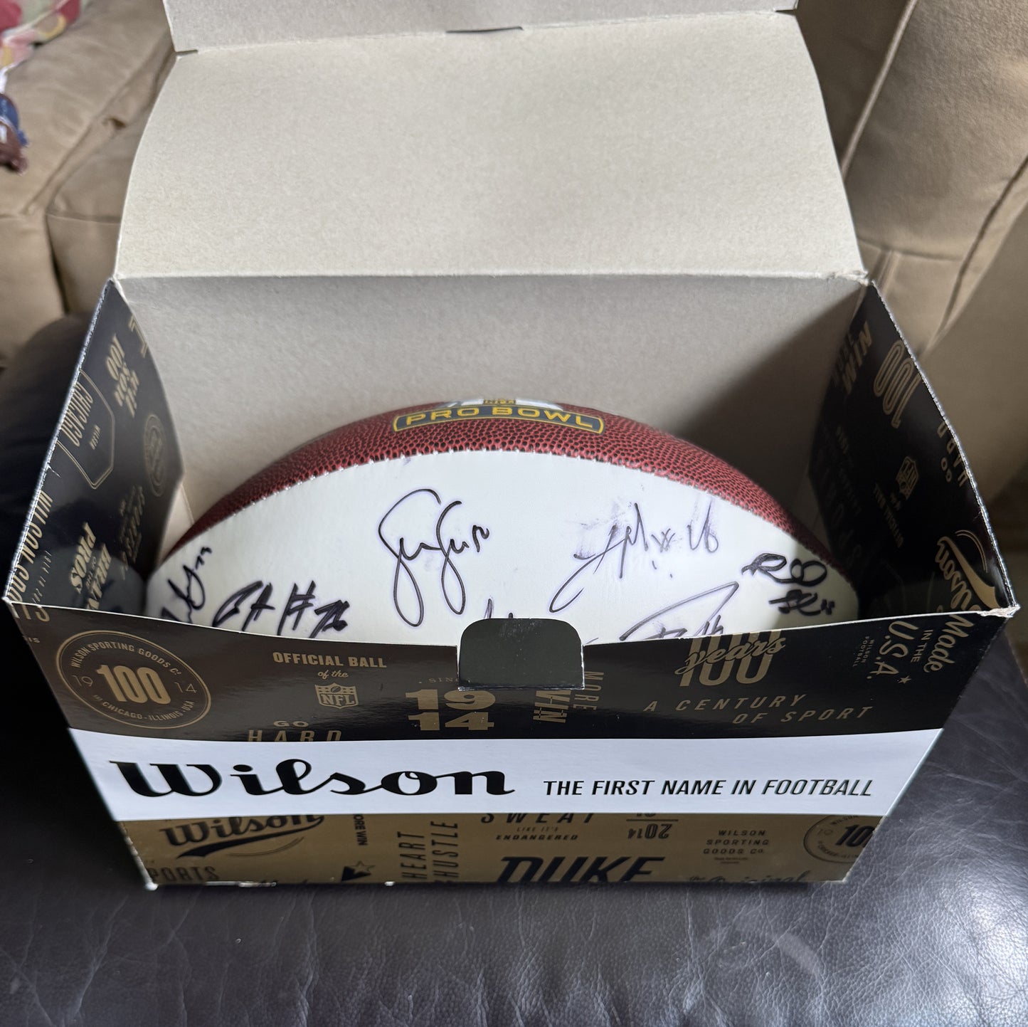 2016 Pro Bowl Games Wilson Ball Signed By Over 25 Players including Russell Wilson, Richard Sherman, Calais Campbell, Todd Gurley, Julio Jones, AJ Green & Malcolm Jenkins