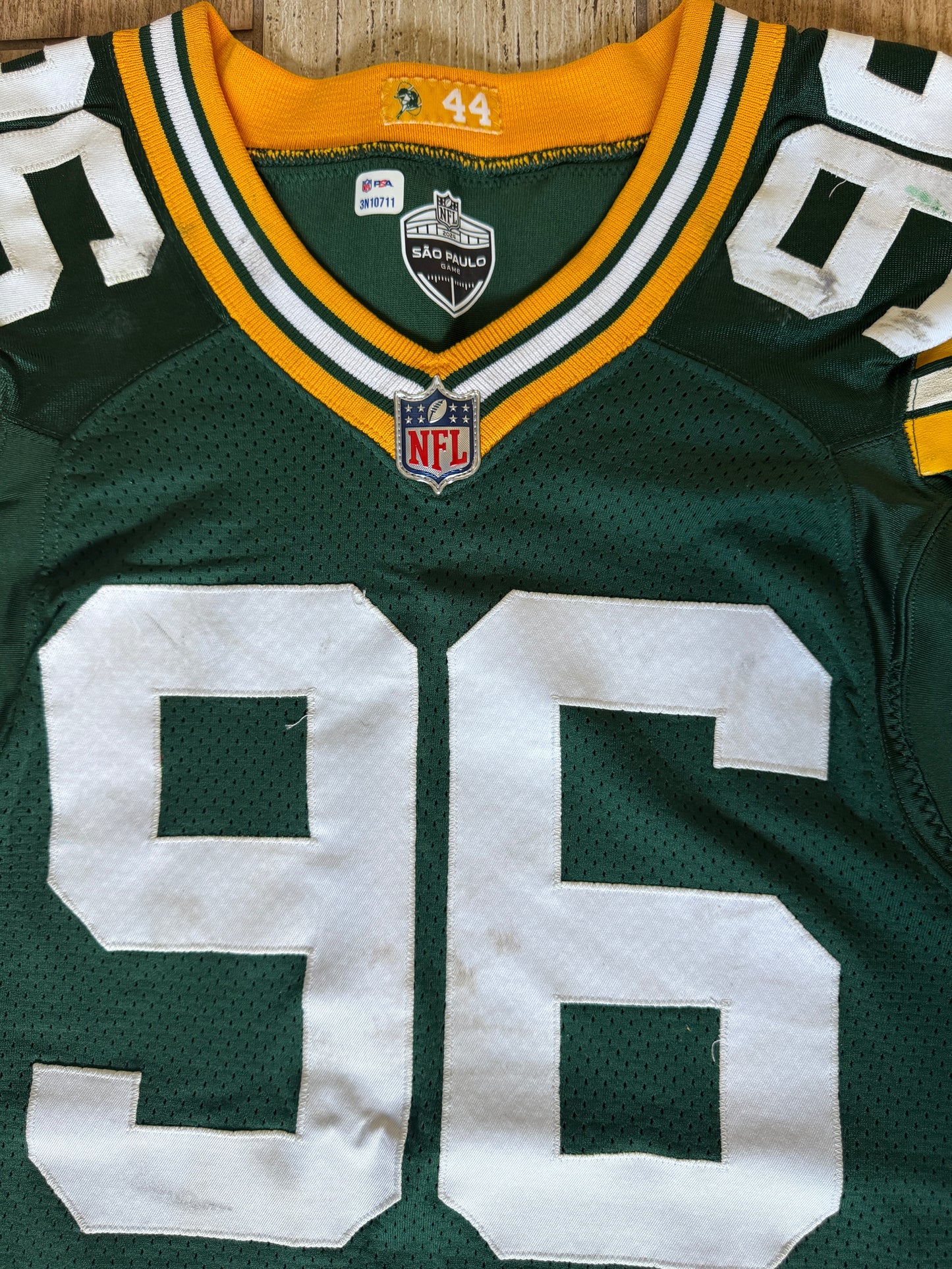Colby Wooden GAME WORN💪09/6/24 Green Bay Packers Jersey👕vs.Eagles🦅Sao Paulo