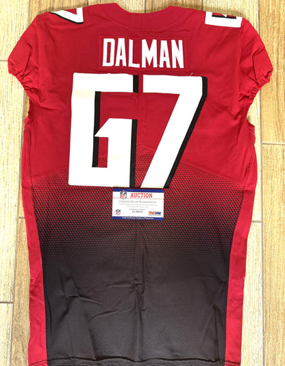 Drew Dalman GAME WORN💪10/10/21 Atlanta Falcons🦅NFL Jersey - Nike PSA COA💯vs.Jets (London)