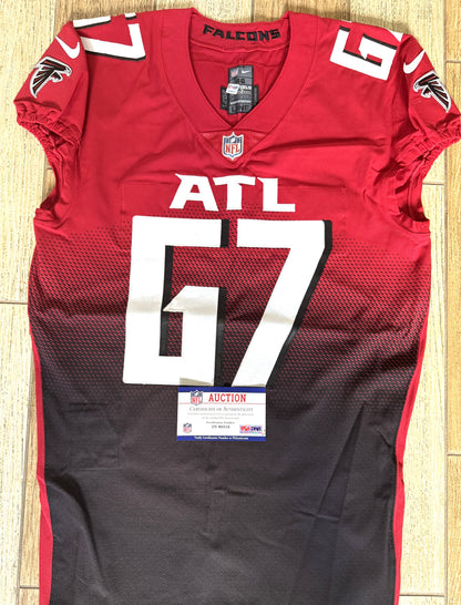 Drew Dalman GAME WORN💪10/10/21 Atlanta Falcons🦅NFL Jersey - Nike PSA COA💯vs.Jets (London)