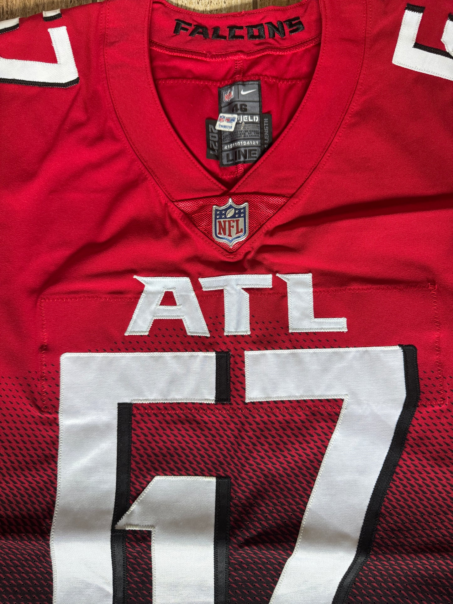 Drew Dalman GAME WORN💪10/10/21 Atlanta Falcons🦅NFL Jersey - Nike PSA COA💯vs.Jets (London)
