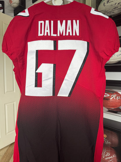 Drew Dalman GAME WORN💪10/10/21 Atlanta Falcons🦅NFL Jersey - Nike PSA COA💯vs.Jets (London)