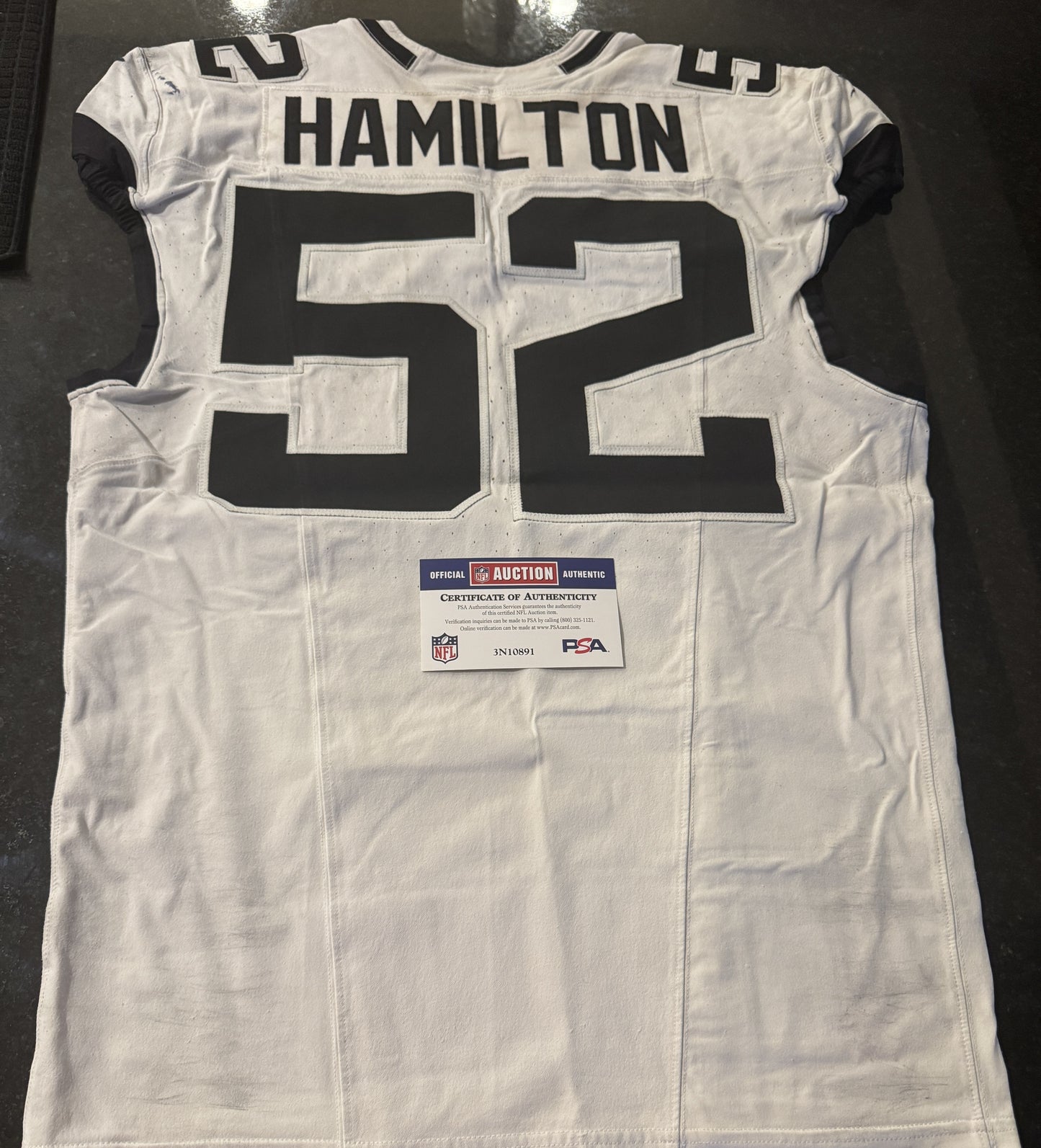 DaVon Hamilton GAME USED 💪 09/29/24 PHOTO MATCHED 📸 Jacksonville Jaguars 🐆Nike NFL Jersey👕inc. PSA COA 🛡️ vs. Houston Texans