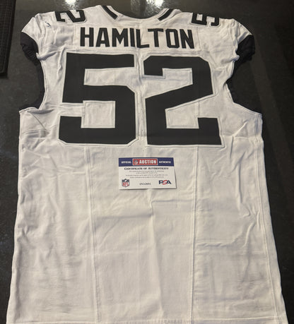 DaVon Hamilton GAME USED 💪 09/29/24 PHOTO MATCHED 📸 Jacksonville Jaguars 🐆Nike NFL Jersey👕inc. PSA COA 🛡️ vs. Houston Texans