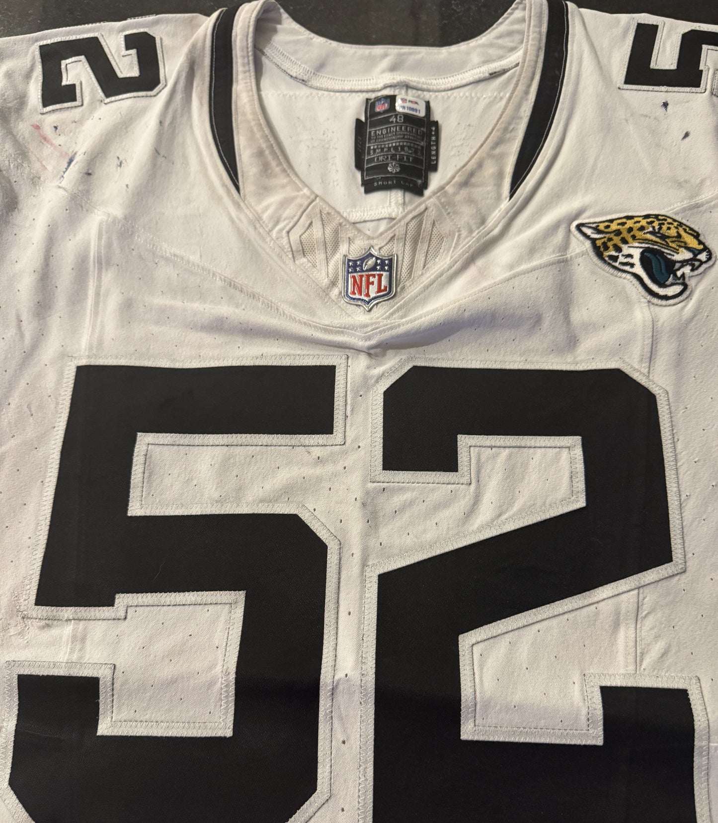 DaVon Hamilton GAME USED 💪 09/29/24 PHOTO MATCHED 📸 Jacksonville Jaguars 🐆Nike NFL Jersey👕inc. PSA COA 🛡️ vs. Houston Texans