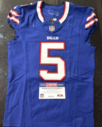 Kaiir Elam GAME WORN💪10/20/24 PHOTO MATCHED📸Bills🦬NFL Jersey🎽Nike| PSA COA vs.Titans