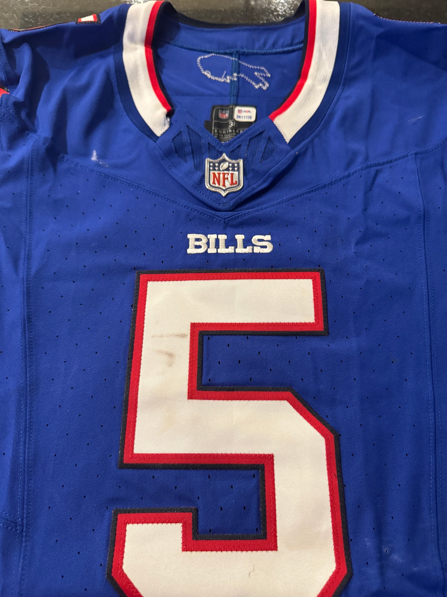 Kaiir Elam GAME WORN💪10/20/24 PHOTO MATCHED📸Bills🦬NFL Jersey🎽Nike| PSA COA vs.Titans