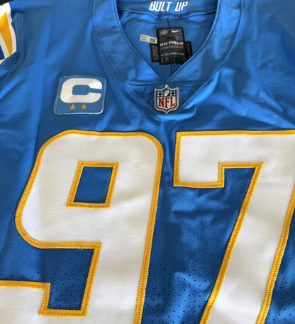 Joey Bosa TEAM-ISSUED💪Hand-SIGNED✍️Los Angeles Chargers⚡NFL Nike Jersey👕inc. Captains Patch + COA📏