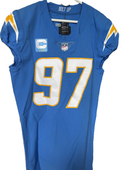Joey Bosa TEAM-ISSUED💪Hand-SIGNED✍️Los Angeles Chargers⚡NFL Nike Jersey👕inc. Captains Patch + COA📏