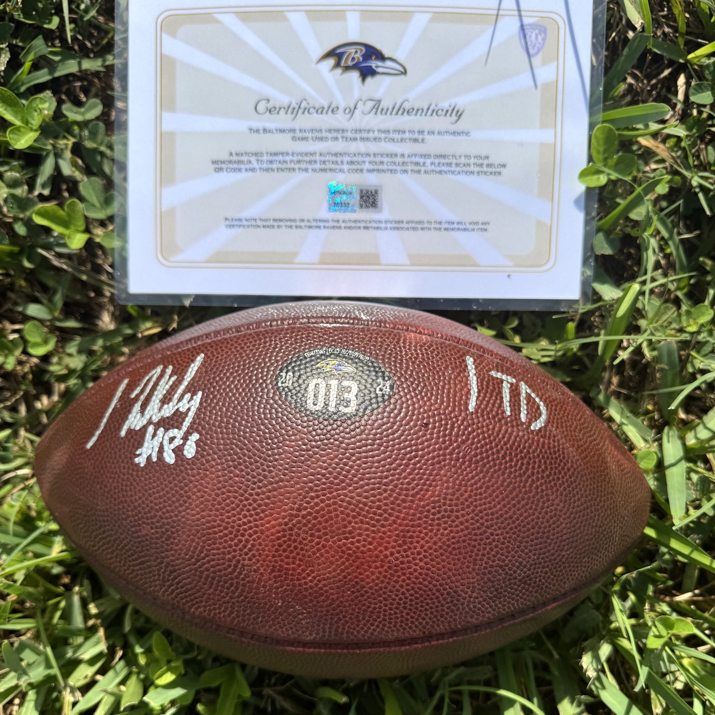 Isaiah Likely Signed🖊️GAME USED💪12/21/24 Baltimore Ravens💜NFL Ball Inscribed 1 TD🏈vs Steelers (Ravens Win)