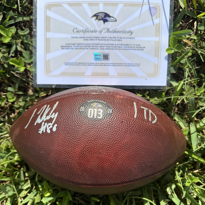Isaiah Likely Signed🖊️GAME USED💪12/21/24 Baltimore Ravens💜NFL Ball Inscribed 1 TD🏈vs Steelers (Ravens Win)