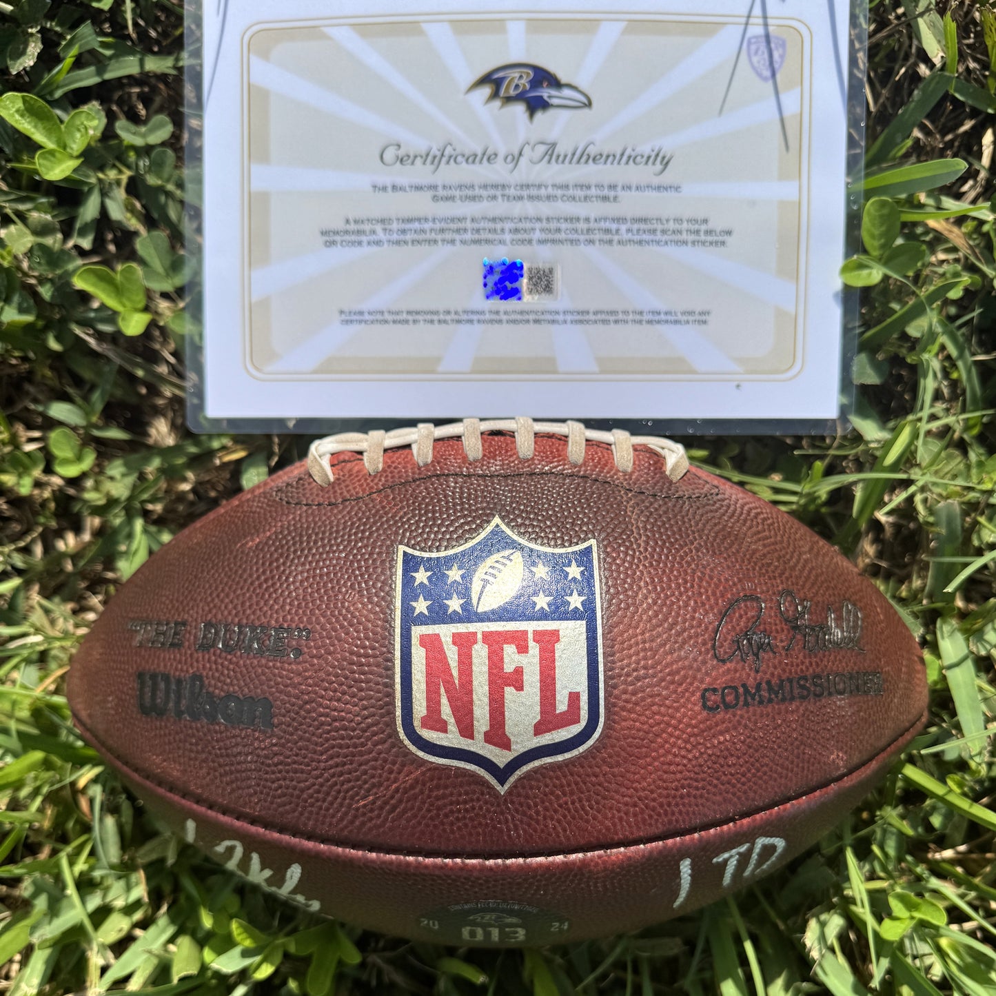 Isaiah Likely Signed🖊️GAME USED💪12/21/24 Baltimore Ravens💜NFL Ball Inscribed 1 TD🏈vs Steelers (Ravens Win)