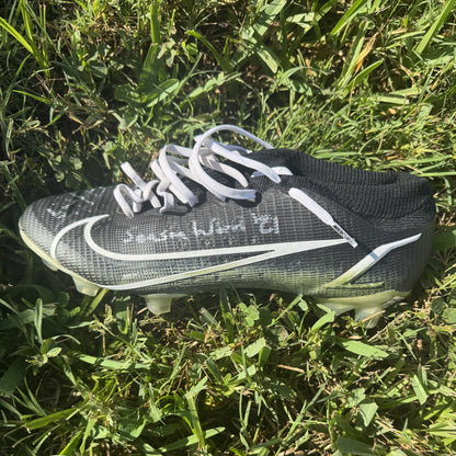 Justin Tucker Signed + Inscribed GAME WORN NFL Cleats 2021-2022 Season Baltimore Ravens  Includes COA