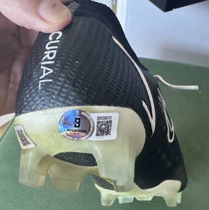 Justin Tucker Signed + Inscribed GAME WORN NFL Cleats 2021-2022 Season Baltimore Ravens  Includes COA