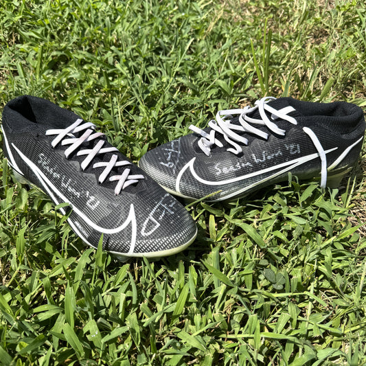 Justin Tucker Signed + Inscribed GAME WORN NFL Cleats 2021-2022 Season Baltimore Ravens  Includes COA