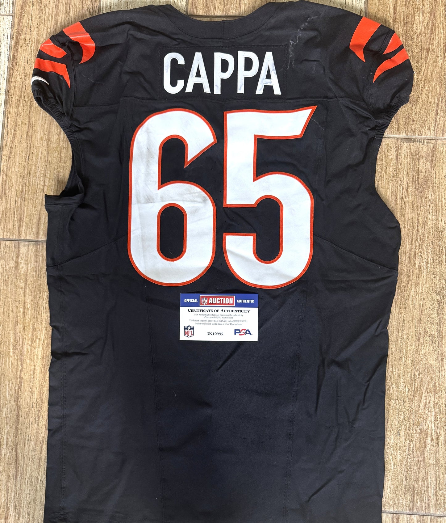 Alex Cappa GAME WORN💪10/06/24 Cincinnati Bengals🐅vs.Baltimore Ravens NFL Jersey👕Includes COA