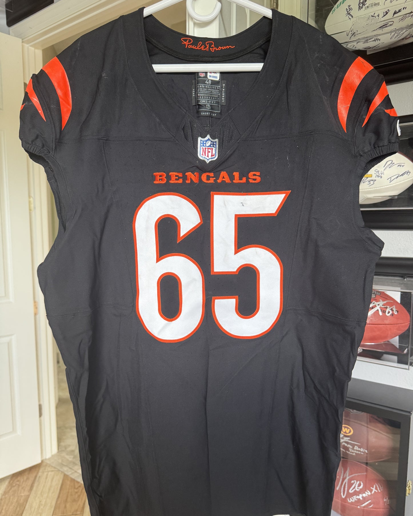 Alex Cappa GAME WORN💪10/06/24 Cincinnati Bengals🐅vs.Baltimore Ravens NFL Jersey👕Includes COA