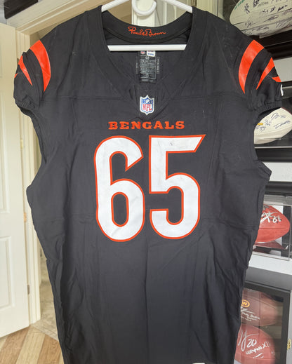 Alex Cappa GAME WORN💪10/06/24 Cincinnati Bengals🐅vs.Baltimore Ravens NFL Jersey👕Includes COA