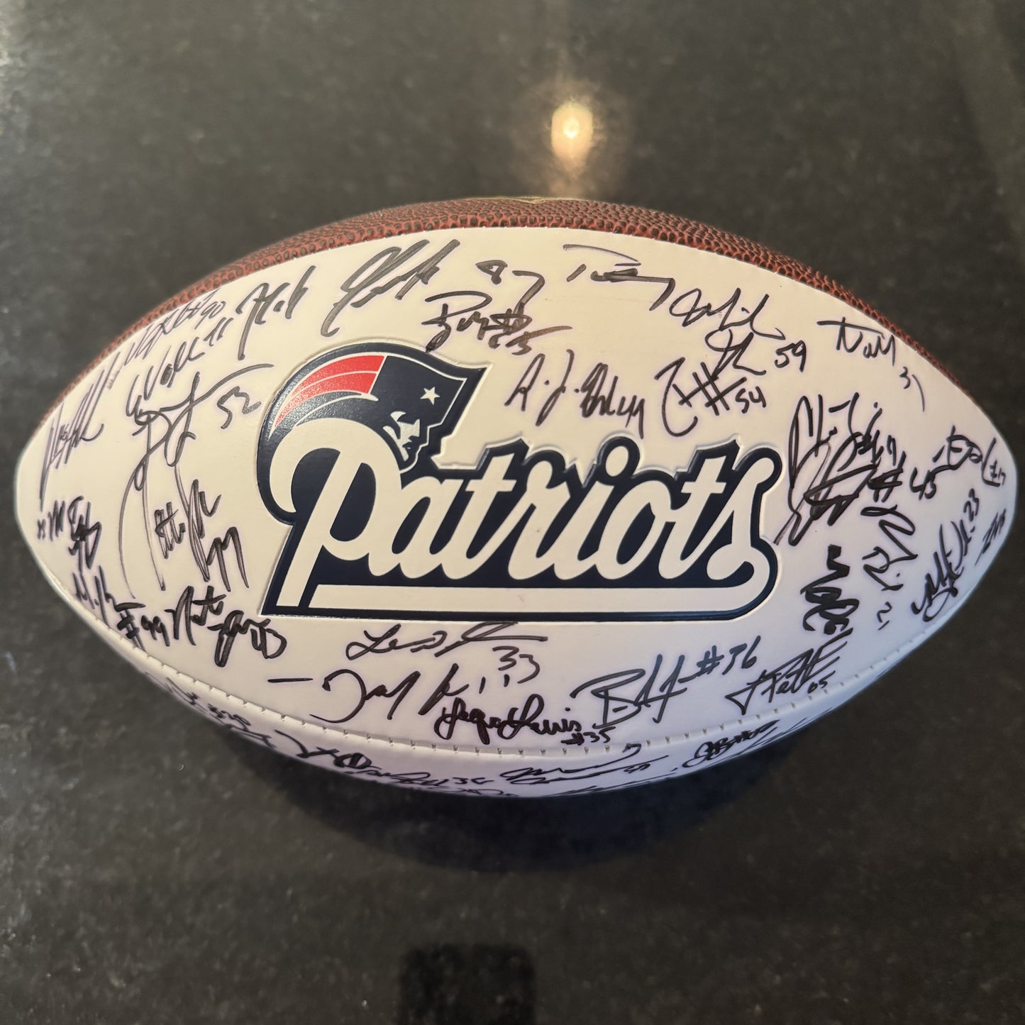 TOM BRADY 🐐 New England Patriots Multi Team Signed 2013 Panel Ball With Patriots Logo Signed By Over 30 Players Inc. Tom Brady, Rob Gronkowski, Stephen Gostkowski, Chandler Jones, Devin McCourty, Rob Ninkovich and Jamie Collins 💥