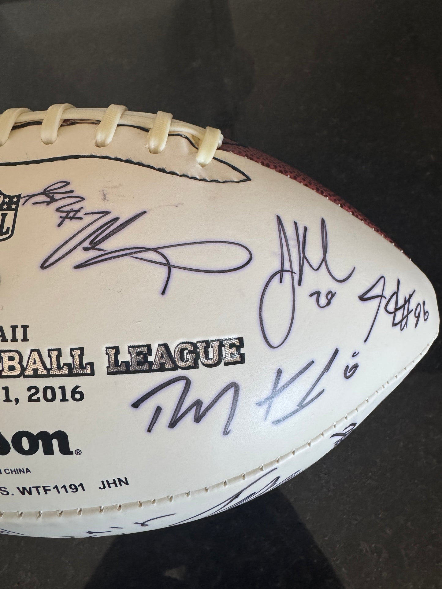 Pro Bowl Games 2016 Wilson Duke Ball Signed 🖊️ By Over 30 Players including Richard Sherman, Andrew Whitworth, Russell Wilson, Calais Campbell, Darren Sproles, Julio Jones, AJ Green, Delanie Walker, Derrick Johnson & Malcolm Jenkins + many more...
