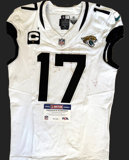 Evan Engram GAME USED 💪 10/13/24 PHOTO MATCHED 📸 Jacksonville Jaguars 🐆 Nike NFL On-Field Jersey👕 vs. Chicago Bears (London Game) 🌍