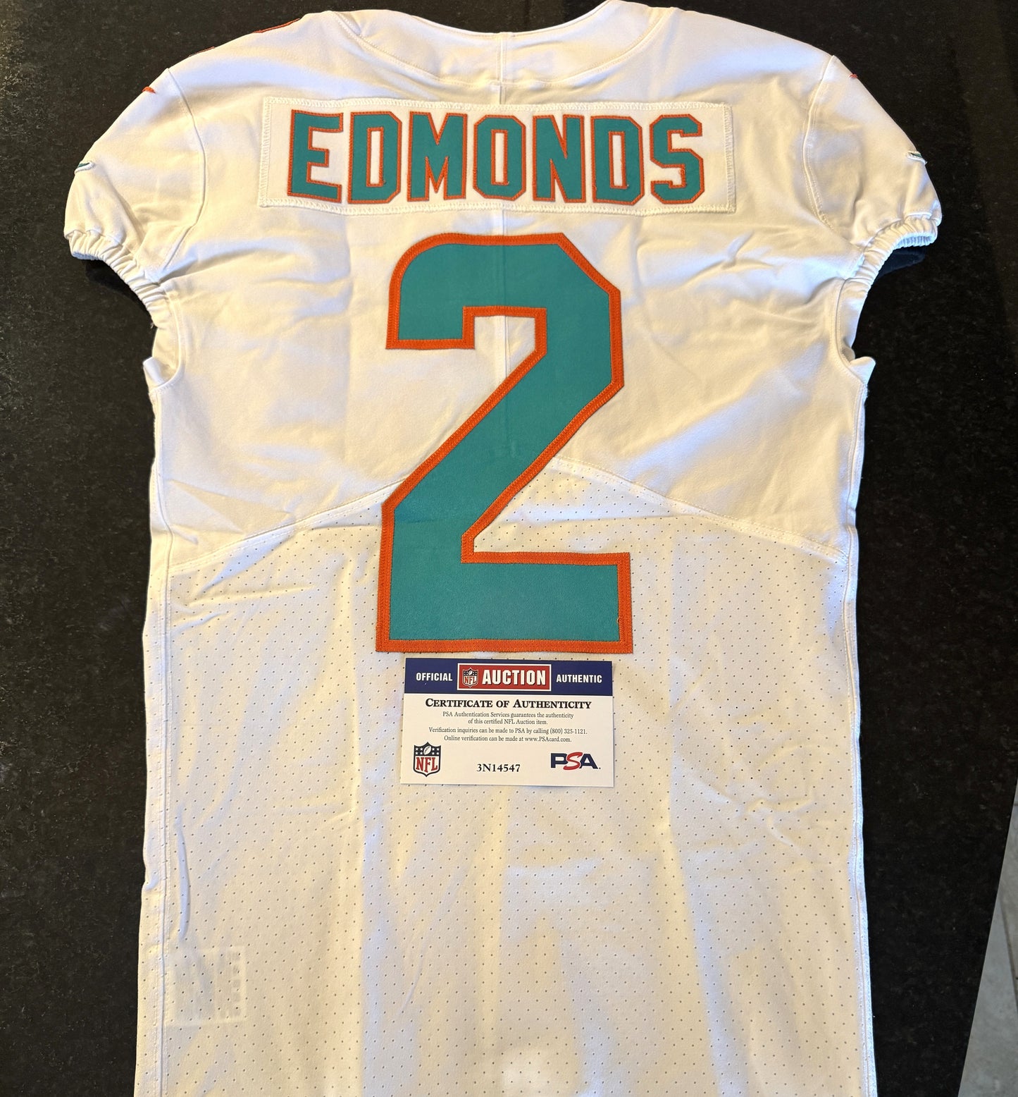 Chase Edmonds GAME ISSUED 💪 Miami Dolphins 🐬 Nike On-Field NFL Jersey 👕 Inc. PSA Authenticity 🛡️