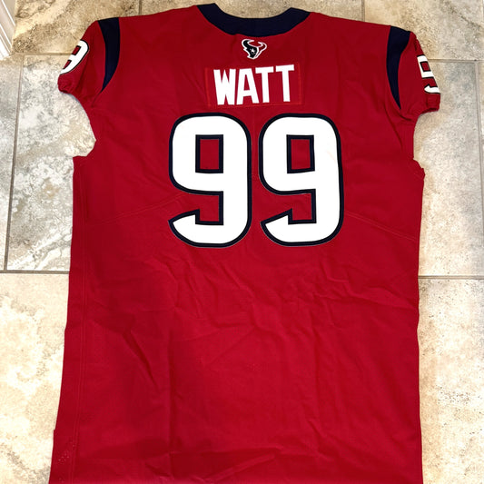 J.J. Watt 💯 TEAM ISSUED 💪 Houston Texans On-Field Nike NFL Jersey 👕 Includes Walter Payton NFL Man of the Year & Captain Patches