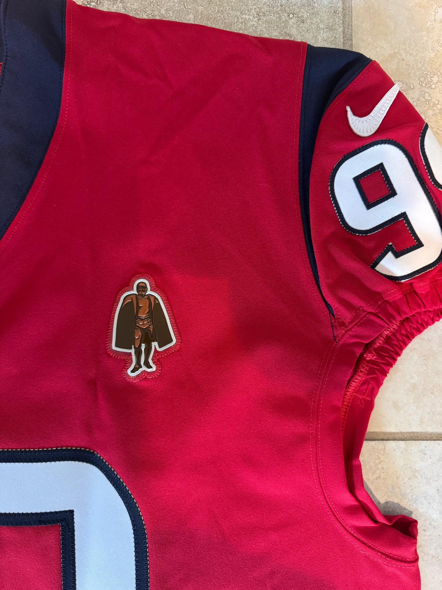 J.J. Watt 💯 TEAM ISSUED 💪 Houston Texans On-Field Nike NFL Jersey 👕 Includes Walter Payton NFL Man of the Year & Captain Patches
