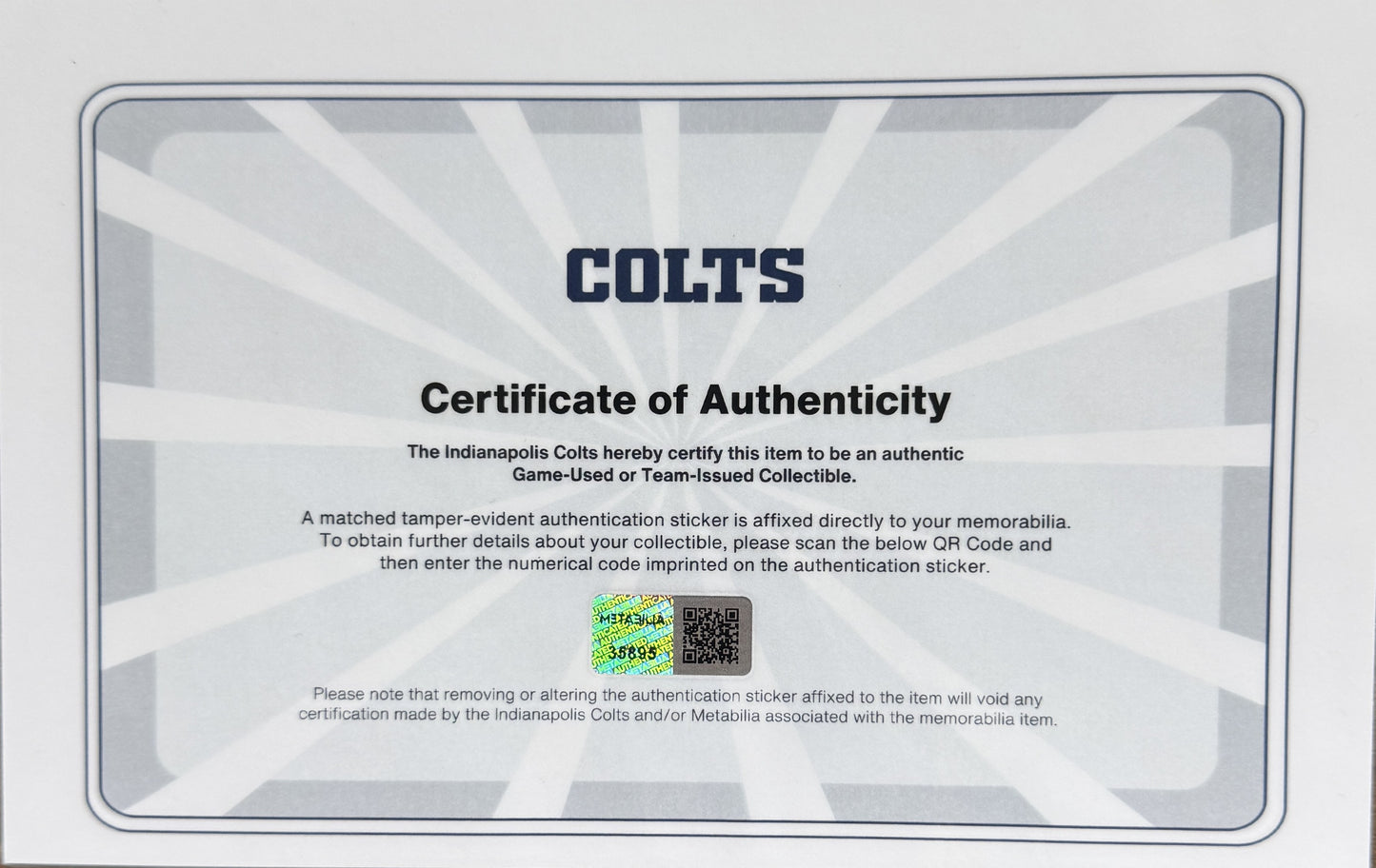 Jonathan Taylor TEAM ISSUED Indianapolis Colts Nike NFL Jersey Also Includes COA