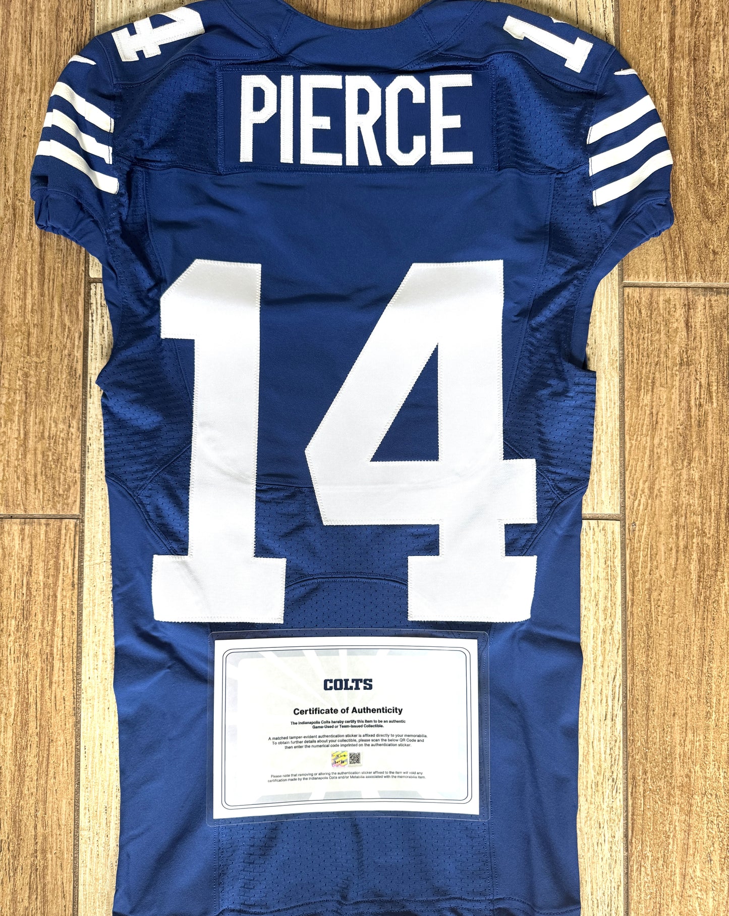 Alec Pierce TEAM ISSUED 💪 Indianapolis Colts 🐎 Nike NFL Jersey Includes COA 🛡️