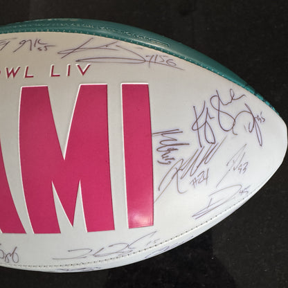 San Francisco 49ers Multi Signed Super Bowl 54 Commemorative Panel Ball Signed By Over 30 Players Inc. George Kittle, Kyle Juszczyk, Kyle Shannahan, DeForest Buckner, Kwon Alexander, Jeff Wilson...