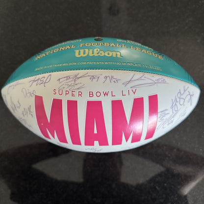 San Francisco 49ers Multi Signed Super Bowl 54 Commemorative Panel Ball Signed By Over 30 Players Inc. George Kittle, Kyle Juszczyk, Kyle Shannahan, DeForest Buckner, Kwon Alexander, Jeff Wilson...