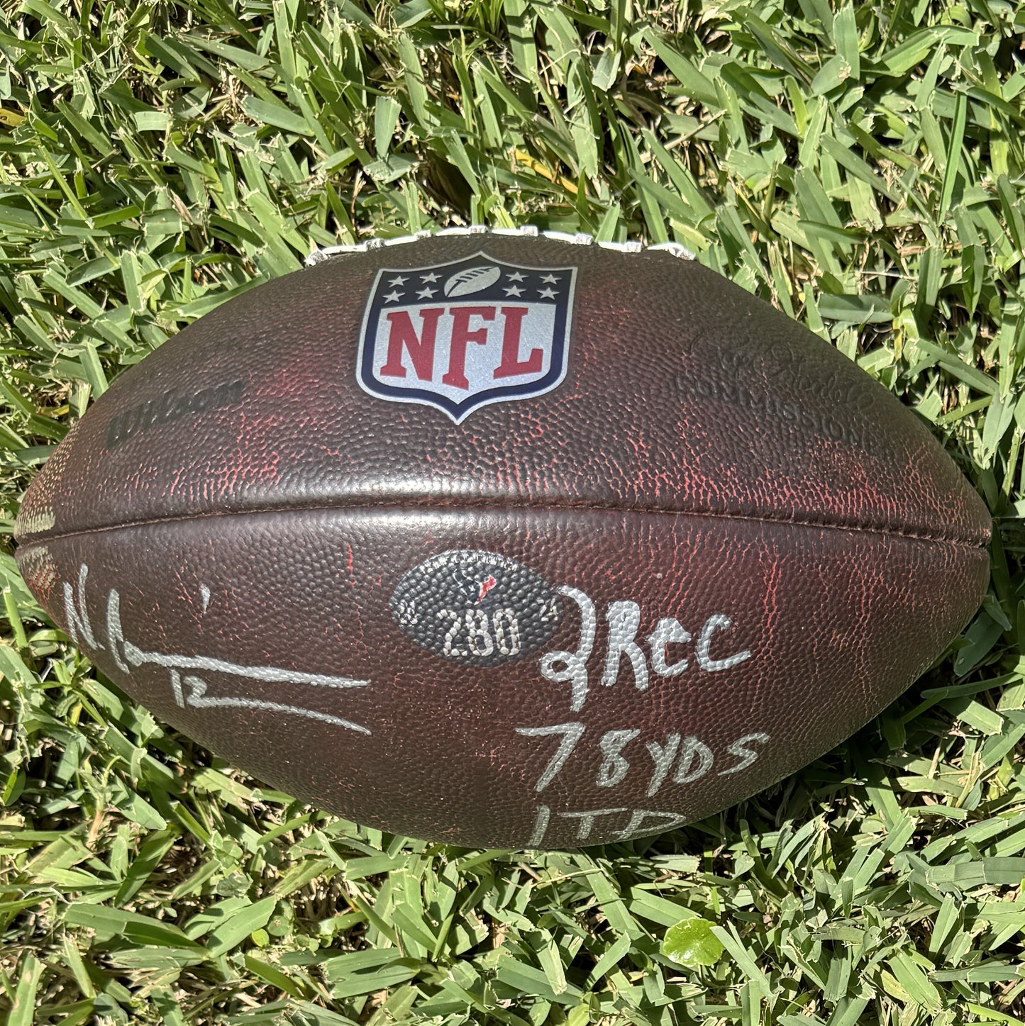 Nico Collins GAME-USED 💪 & Signed ✍️ Houston Texans Wilson DUKE Ball vs. Buffalo Bills 🦬 10/06/24 Also inc inscription