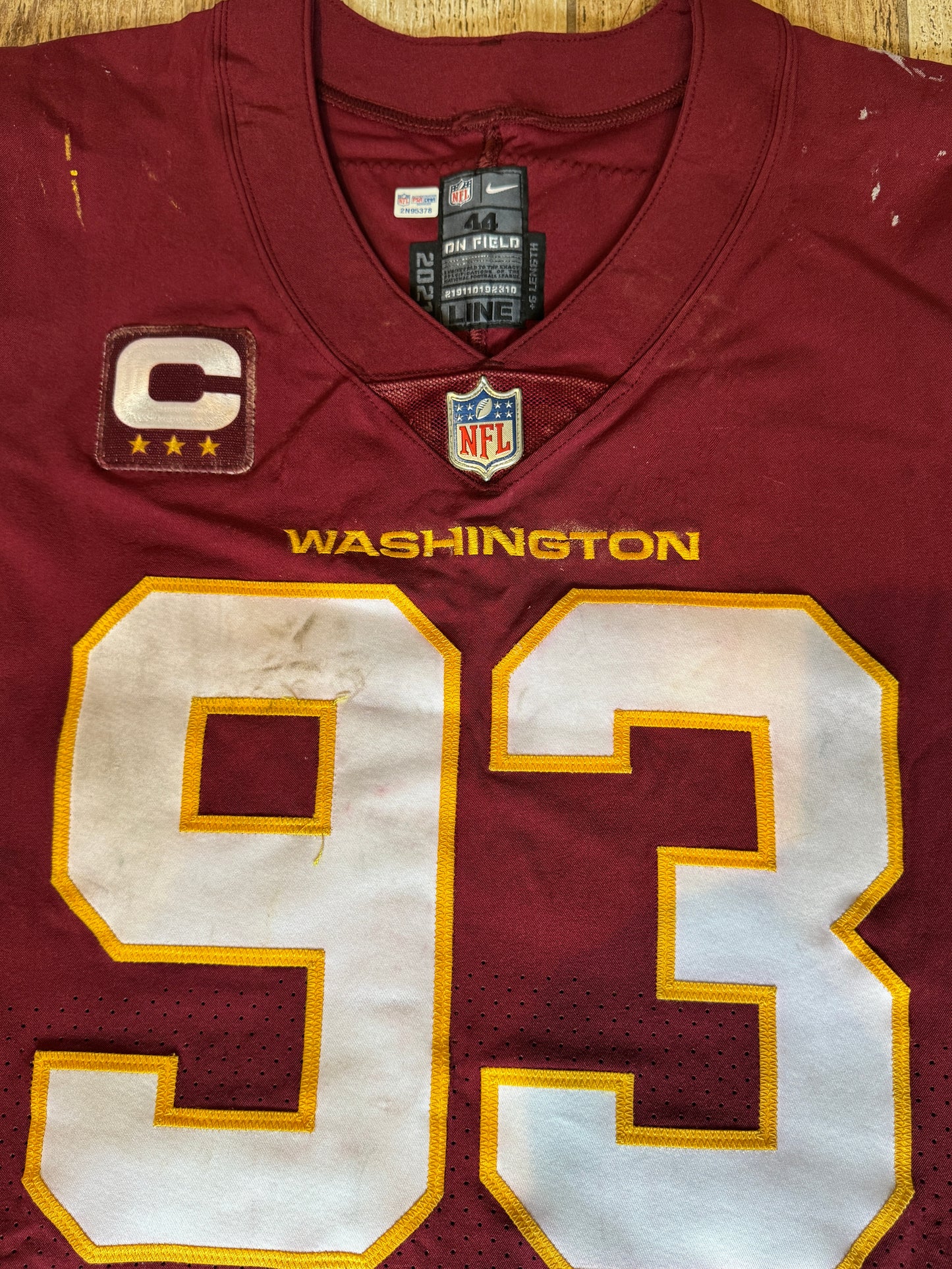 Jonathan Allen GAME-WORN & PHOTO-MATCHED Jersey Washington Commanders | 12/26/21 vs. Cowboys (Salute to Service Game) | PSA Certified | Size 44
