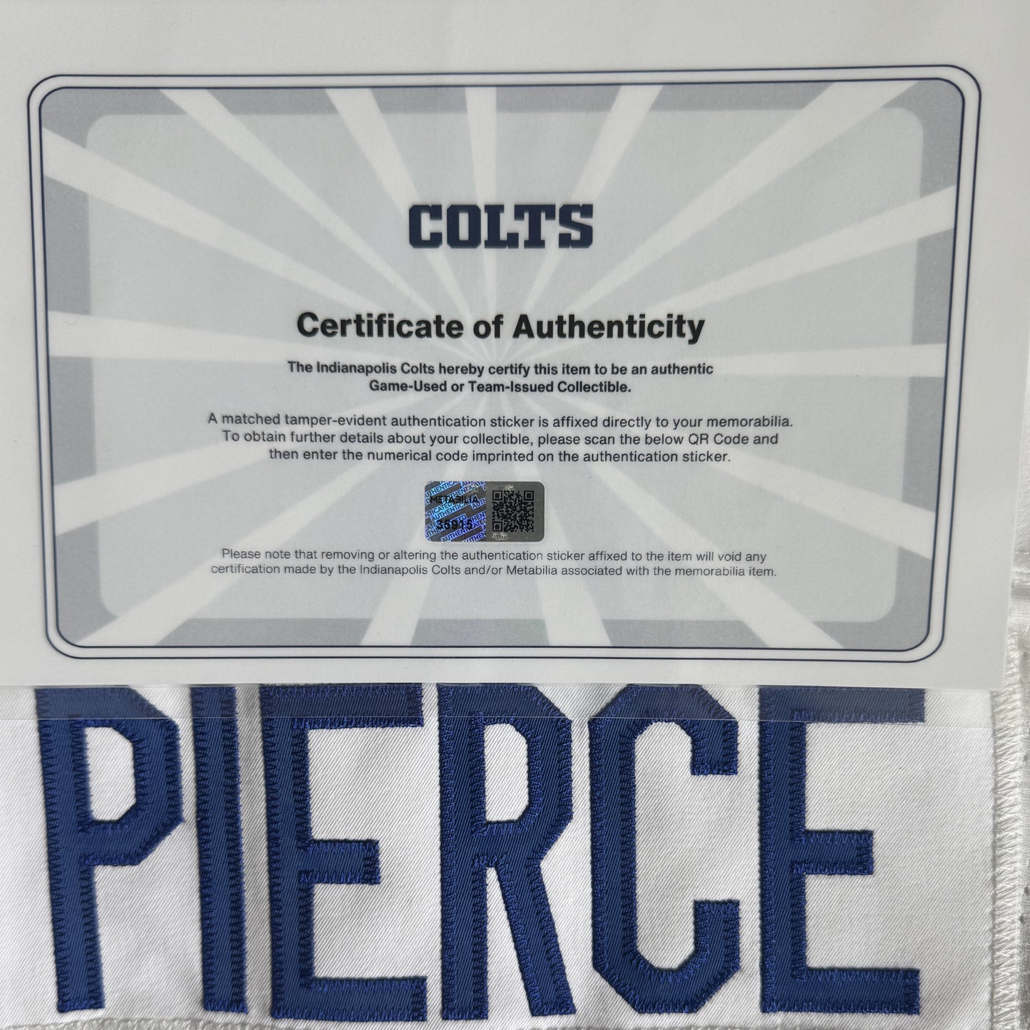 Alec Pierce TEAM ISSUED 💪 Indianapolis Colts 🐎 Nike NFL Jersey 👕 Includes COA 🛡️